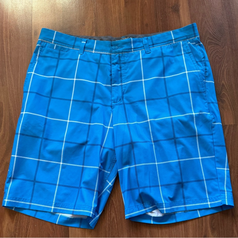 NIKE Golf Shorts Mens Tour Performance Dri-Fit Size 36‎ Blue Plaid